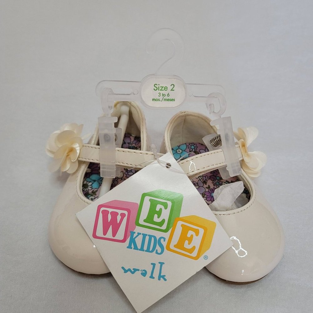 Wee Kids Shoes Infant Girls Ivory Skimmer with Flower